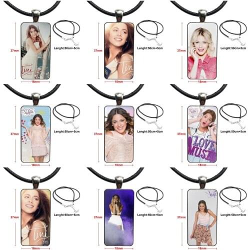 Violetta Glass Cabochon Pendant Necklace Rectangle Fashion Necklace For Men Women Gift