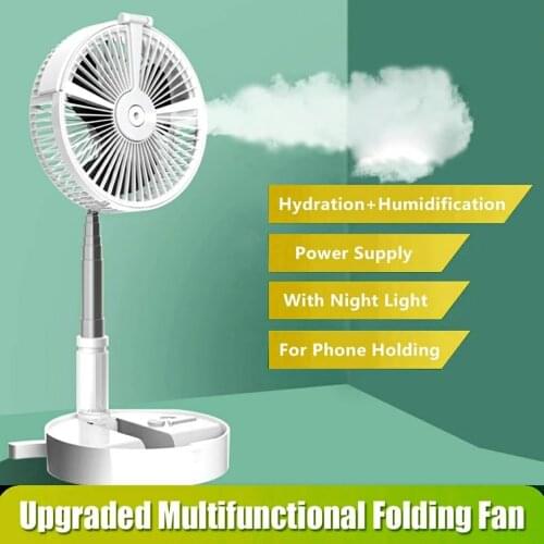 Portable Remote Controlled Fans cooling Folding Spray humidification lighting 7200mah battery Air conditioner Appliances USB fan