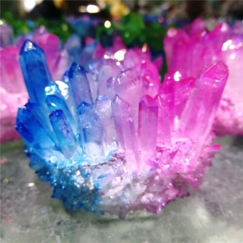 Beautiful aura quartz crystal cluster Blue And Pink for christmas decoration Reiki Gifts