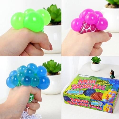 Gags & Practical Novelty Anti Stress Face Reliever Grape Ball Autism Mood Squeeze Relief Toy Extruded Discoloration Creative Gif