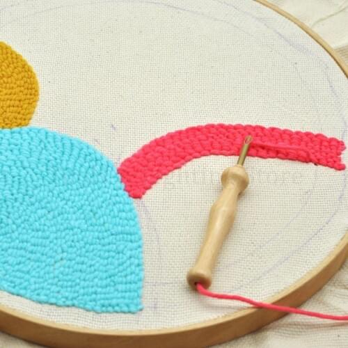 OOTDTY Durable Knitting Embroidery Pen Punch Needle Threader Set DIY Wood Handle Sewing Kit New