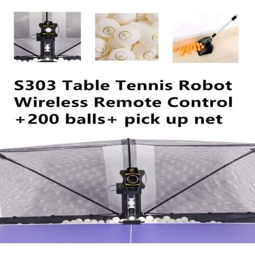 SUZ Wireless Remote Control Table Tennis Robot S303 PING PONG Machine Ball Machine 40+ balls for Ping Pong Table Accessories