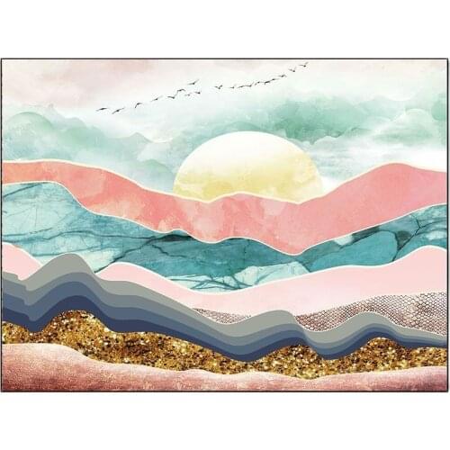 Pink Carpet Abstract Landscape Painting Geometric Pattern Living Room Rugs Fashion Home Decoration Girl Room Floor Mat Non-Slip