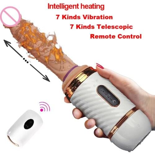 Female Sex Machine Intelligent Heating Vibrators Remote Control Automatic Telescopic Dildo Vibrators G-Spot Sex Toys for Women