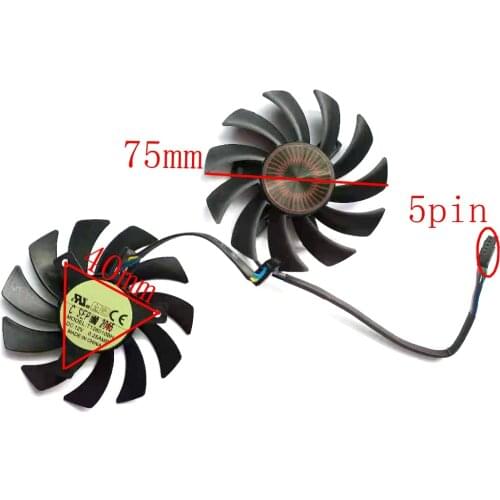 T128010BH 2pcs/lot 5pin 0.25A for ASUS ASUS GeForce GTX1060 GTX1060-03G-SI GTX1050TI 1050 GTX960 950 Graphics cooling fan