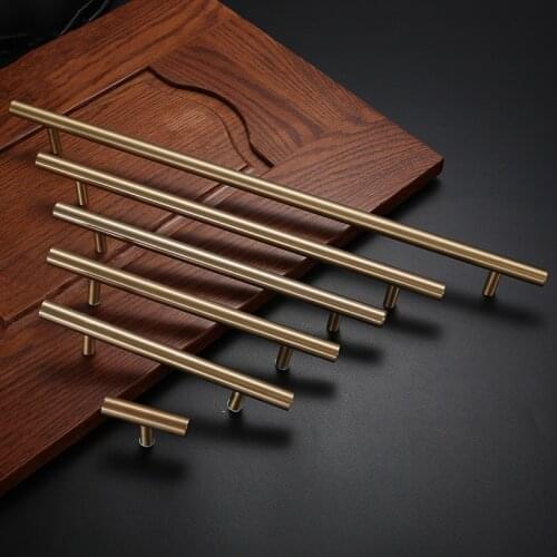 Solid Brass Furniture Handle Kitchen Handles Gold Brushed Cabinet Handles Drawer Pulls Copper Furniture Hardware