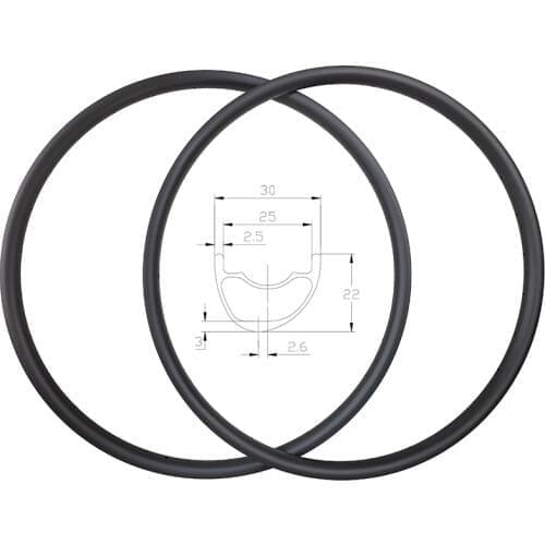 High Performance 310g 29er XC Asymmetric Tubeless MTB Carbon Rims 30mm x 22mm UD Matte Glossy Clincher Mountain Bicycle Wheels