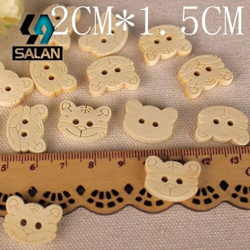 WB-0033 Free shipping wholesale/retailed 15pcs/lot log tiger shape wooden buttons for children clothing DIY gift