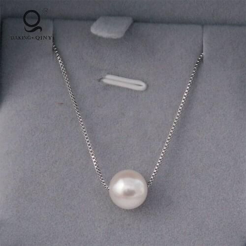 New design silver chain jewelry,real fresh water pearl pendant necklace