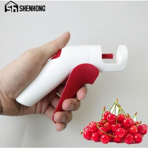 SHENHONG 1 PC Creative Cherries Pitters Plastic Fruits Tools Fast Remove Cherry Seed Removers Enucleate Keep Complete