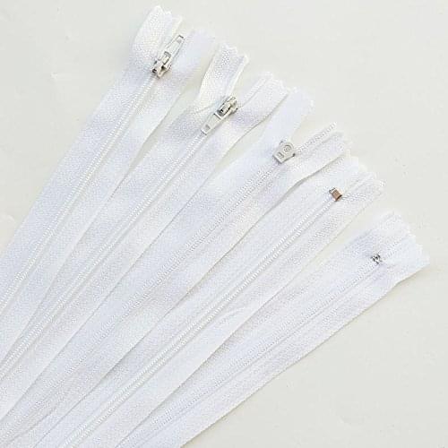10pcs White color 3# 15/20/25/30/35/40CM Closed Nylon Coil Zippers Tailor Sewing Craft 101