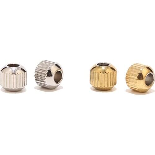 100pcs Stainless Steel Gold 4mm/6mm Tube Spacer Beads Ridged Cyclinder Loose Beads for DIY Jewelry Necklaces Bracelets Findings