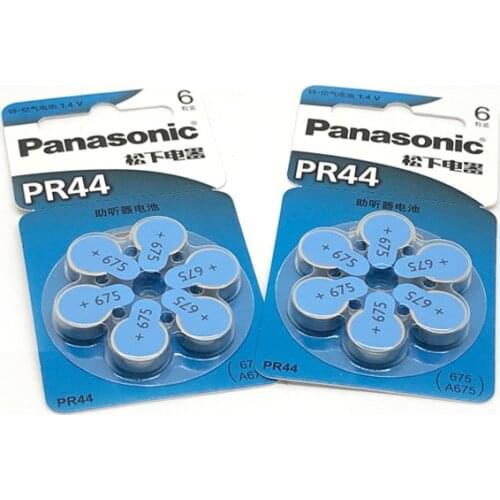 102pcs/lot Original Battery For Panasonic PR44 Hearing aid 675 A675 Deaf-aid Audiphone Cochlear Button Cell Batteries 11.6*5.4mm