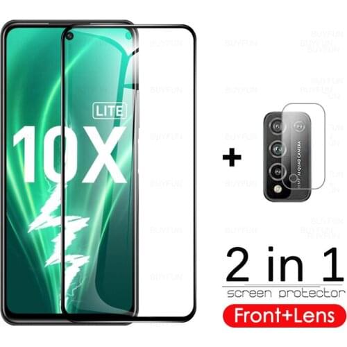 2 in 1 case for honor 10x lite safety tempered glass for honor 20 pro lite hvawei honor10 lite light back camer lens film