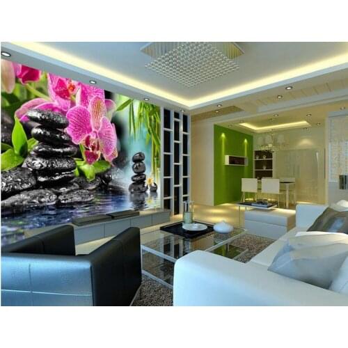 3d wallpaper flower wallpaper Orchid bamboo TV backdrop sofa mural 3d wallpaper 3d stereoscopic wallpaper