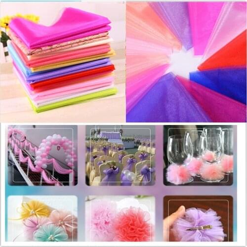 48CMx 5M 10M Tulle Roll Crystal Fabric Organza Baby Shower Spool Wedding Decoration Birthday Party Kids Wedding Decor Mariage