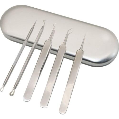 5/10Pcs Stainless Steel Acne Tweezer Pimple Needle Set Remover Blackhead Acne Pimple Remover Tool Pore Cleaner Beauty Tools