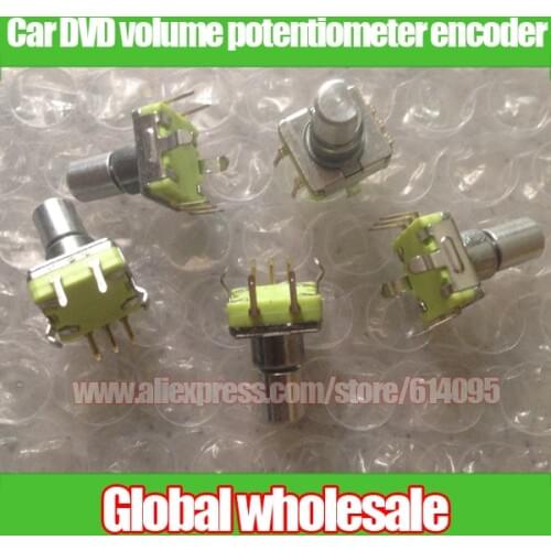 5pcs Car DVD navigation volume potentiometer encoder / EC11 Potentiometer with switch step 30 points green 12.5F 12.5MM * 12MM
