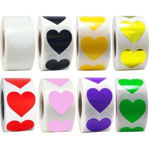 500pcs/roll Heart Shaped Love Seal Stickers Scrapbook Gift Packaging Birthday Party Supplies