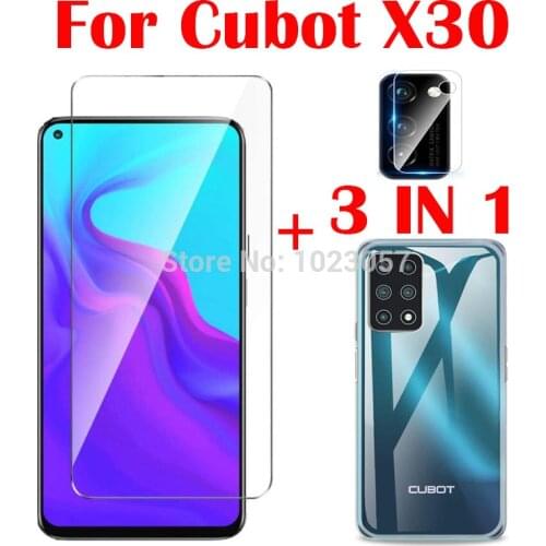 3-in-1 Case + Camera Tempered Glass On For Cubot X30 ScreenProtector Glass For Cubot X30 2.5D Glass