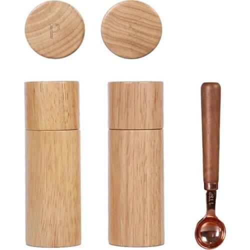 Wooden Salt and Pepper Grinder Set,Pepper Grinders Refillable,with Adjustable Coarseness,Salt,Pepper Shaker Tableware