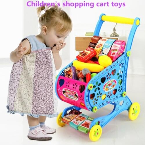 Childrens Simulated Shopping Cart Home-to-Home Game Supermarket Fruit Trolley Set Cognitive Education Role Playing Puzzle Toys
