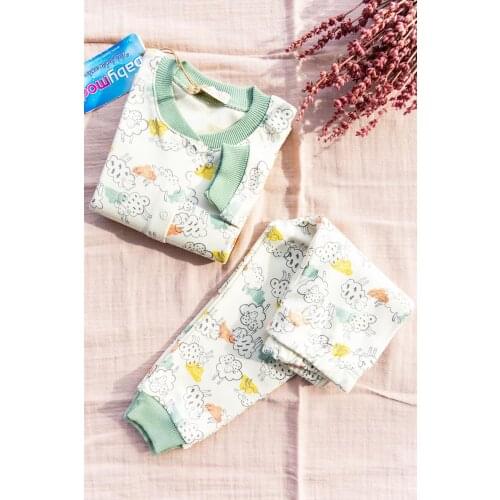 Cute Lamb Front Snap Childrens Pajamas Set