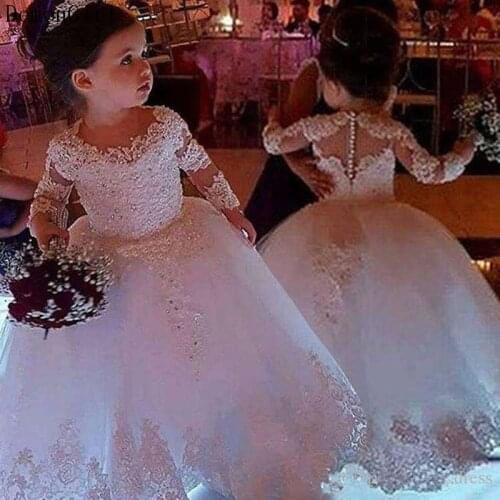 Flower Girl Dresses for Weddings Tulle Lace Beading Holy First Communion Gowns Party Pageant Dress For Girls 1-14Y