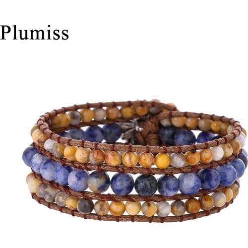 Ethnic Indian Agates Wide Wrap Bracelet Bangles for Women Imperial Jaspers Gypsy Cuff Bracelets Natural Stone Femme Jewelry Gift