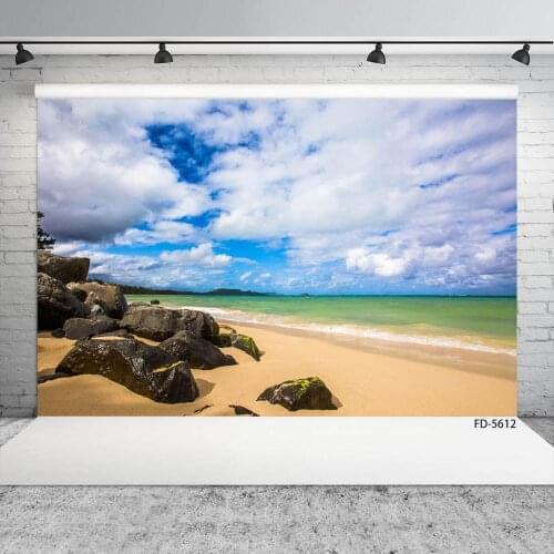 Sea Sandbeach Stones Scenery Photography Backdrop Computer Printed Background for Baby Children Portrait Photocall Fond Photo