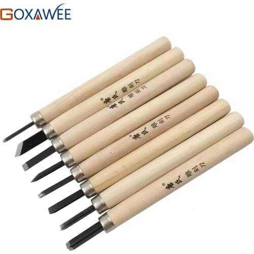 GOXAWEE Hand Wood Carving Chisels Knife 8pcs for Basic Woodcut Working Clay Wax DIY Tools and Detailed Woodworking Hand Tools