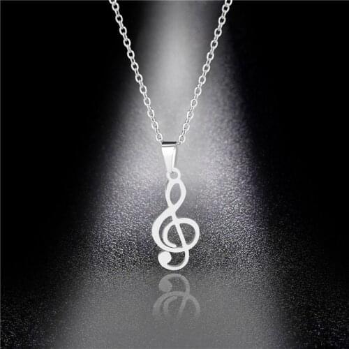 Korean Style Artsy Musical Note Pendant Necklace For Women Stainless Steel Music Art Jewelry for Student Modian Pop Accessories