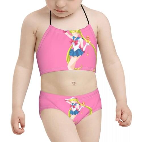 2021 Anime Kid Girls Swimsuit Children Print Pink Sailor Princess (1) Bikini Wholesale Baby Girl Swimming Suit