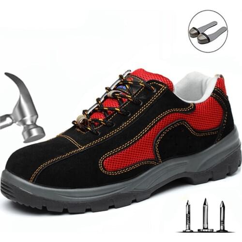 Summer Breathable and Deodorant Protective Shoes Mens Suede Leather Anti-smashing Anti-piercing Safety Work Protective Shoes
