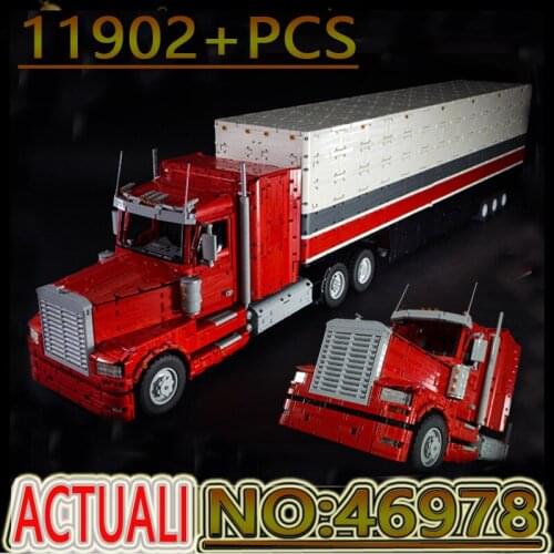 Hot High-Tech MOC-46978 Semi Truck Tractor Remote Control Car Model Plug-in Building Blocks Bricks Kids DIY Toys Birthday Gift