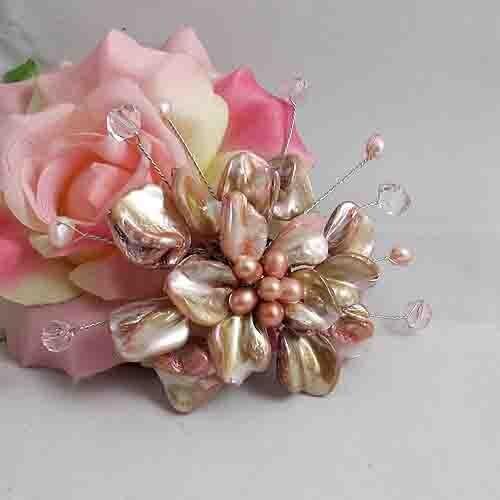 Unique Pearls jewellery Store,Handmade Natural Freshwate Pearl Real Shell Crystal Beads Brooch,White Shell Flower Brooches