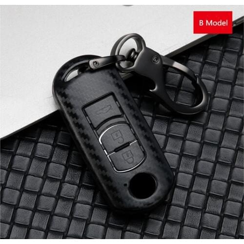 Carbon Fiber Matte Car Key Case Cover hodler For Mazda 2 3 6 Axela Atenza CX-5 CX5 CX-7 CX-9 2014~17 Auto Key Shell keyring