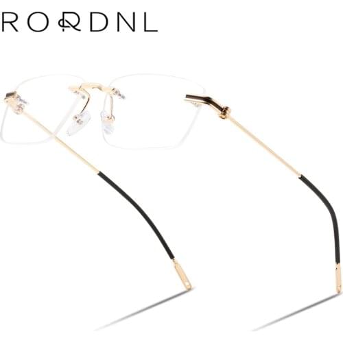 Rimless Progressive Prescription Glasses for Men Rectangle Optical Myopia Eyeglasses Multifocal Bifocal Eyewear Clear Eyewear