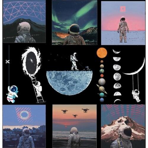 Iron stickers parches termoadhesivos iron on transfers for clothing planet astronaut space heat thermal vinyl transfer patches