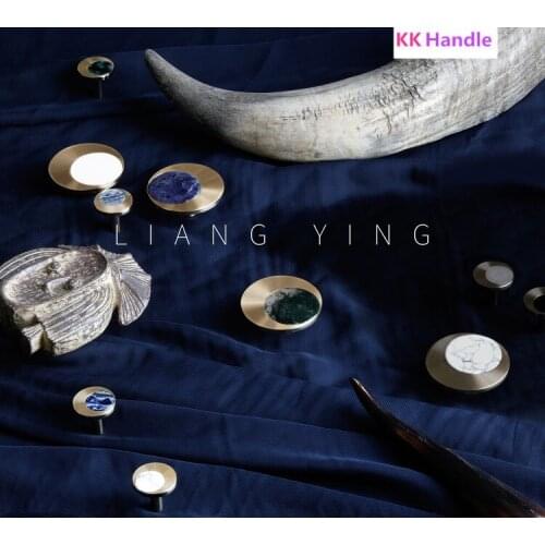 Natural stone+solid brass knob Dresser Drawer Knobs Pulls Handles / Cupboard Knobs Furniture Cabinet Handle Pull Wall Decor Hook