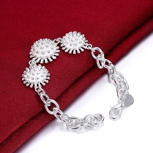 New 925 Sterling Silver Bracelet Firework Coral Pendant Bracelet For Feminine Charm Wedding Engagement Fashion Evening Party Jew