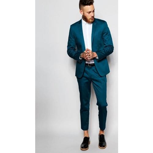 New Style Groomsmen Peak Lapel Groom Tuxedos Green/Teal/Yellow/Purple Men Suits Wedding Best Man (Jacket+Pants+Hanky) B889