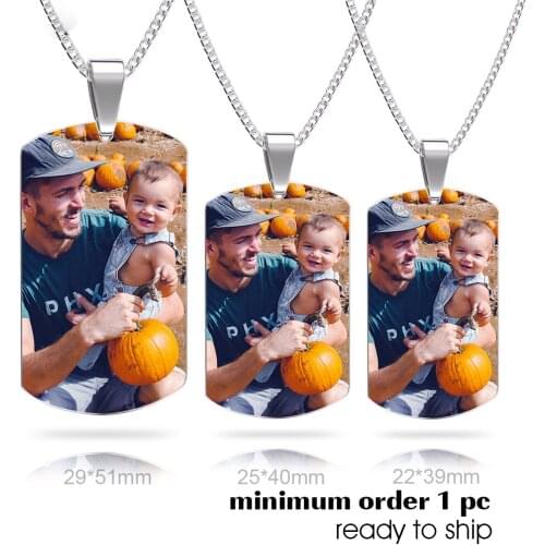 Personalized Colorful Photo Necklace Custom Engraving Dog Tag Pendant for Men Woman Anniversary Jewelry Gift