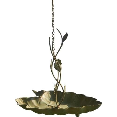 Hanging Garden Retro Leaf Bird Feeder Iron Bird Feeders Water Food Feeder Garden Pet Feeder Bowl Hanging Basket