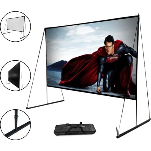 150 Inch Portable Projection Screen Film Cinema Projectors Folding Screen with Stand 16:9 HD 4K Home Outdoor KTV Office