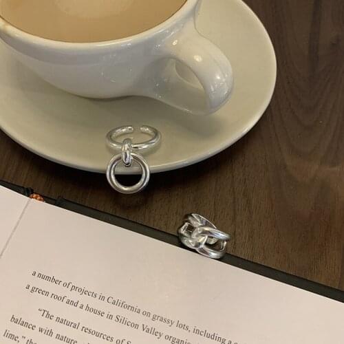 Origin Summer High Street Silver Color Circle Metal Weave Ring for Women Minimalist Hollow Out Ring Party Jewelry Accessories