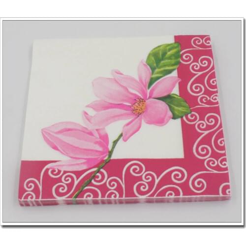 [RainLoong]Floral Paper Napkin Pink Flower Event & Party Tissue Napkin Supply Decoration Paper 33*33cm 1 pack UF-150