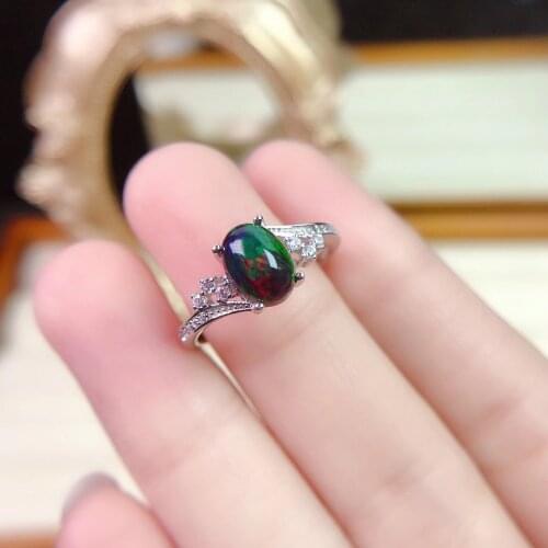 Luxury atmosphere hot selling style black opal ring 925 silver ring noble and elegant