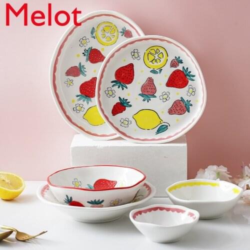 Hand-Painted Personalized Creative Style Household Ceramic Tableware Suit Combination Steak Plate Dish Western Cuisine Plate