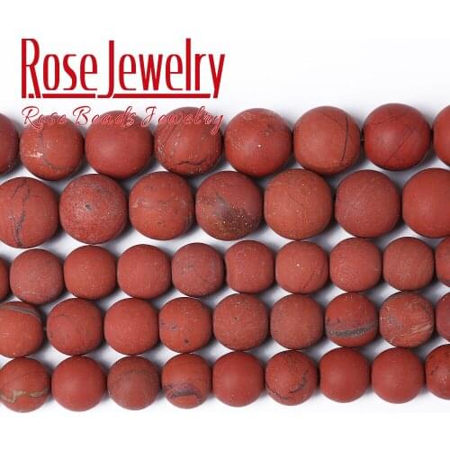 Natural Stone Dull Polish Matte Red Jaspers Round Loose Beads 15" Strand 4 6 8 10 12 MM Pick Size For Jewelry Making Bracelet